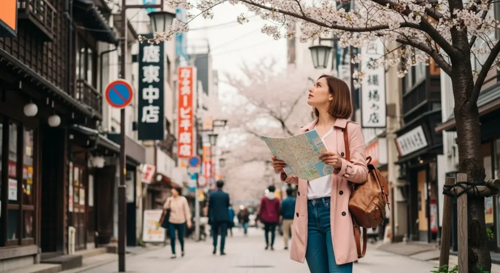 日本を旅する女性画像