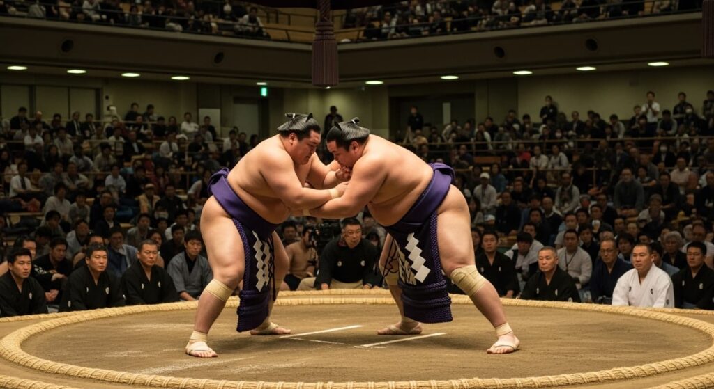 力士が取り組み戦っている画像